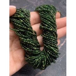 Каменные бусины, Турмалин, Зелёный, люкс, ювелирная огранка, шарик, 2 мм, длина нити 38 см