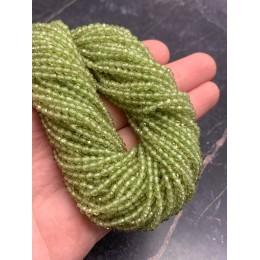Каменные бусины, Хризолит (Перидот, Оливин), шарик огранка, 3 мм, длина нити 38 см