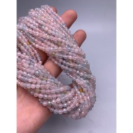 Каменные бусины, Берилловый Микс, шарик, огранка, 4 мм, нить 38 см