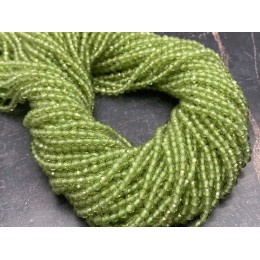 Каменные бусины, Хризолит (Перидот, Оливин), шарик огранка, 3 мм, длина нити 38 см