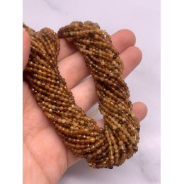 Каменные бусины, Турмалин, Жёлтый, люкс, ювелирная огранка, шарик, 3 мм, длина нити 38 см