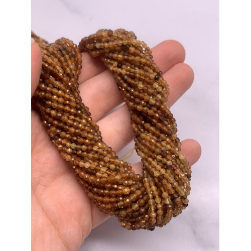 Каменные бусины, Турмалин, Жёлтый, люкс, ювелирная огранка, шарик, 2,5 мм, длина нити 38 см