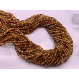 Каменные бусины, Турмалин, Жёлтый, люкс, ювелирная огранка, шарик, 2,5 мм, длина нити 38 см