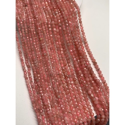 Каменные бусины, Родохрозит, качество АА, шарик огранка, 2 мм, длина нити 38 см
