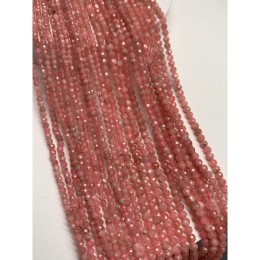 Каменные бусины, Родохрозит, шарик огранка, 3 мм, длина нити 38 см