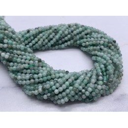 Каменные бусины, Зелёный берилл, Изумруд, люкс, шарик гладкий, 2 мм, длина нити 38 см
