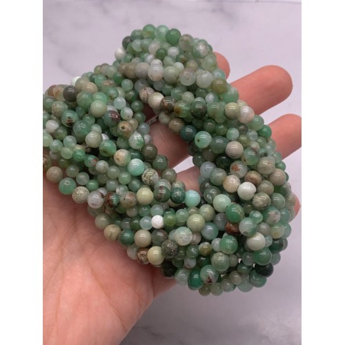 Каменные бусины, Хризопраз, люкс, шарик гладкий, 4,5 мм, длина нити 38 см