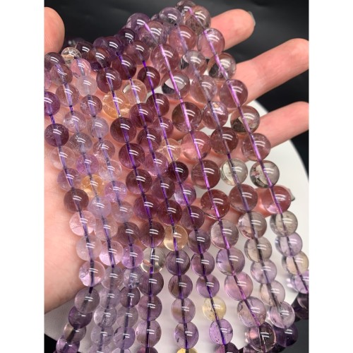 Каменные бусины, Аметрин, люкс, шарик, гладкий, 10 мм, длина нити 19 см