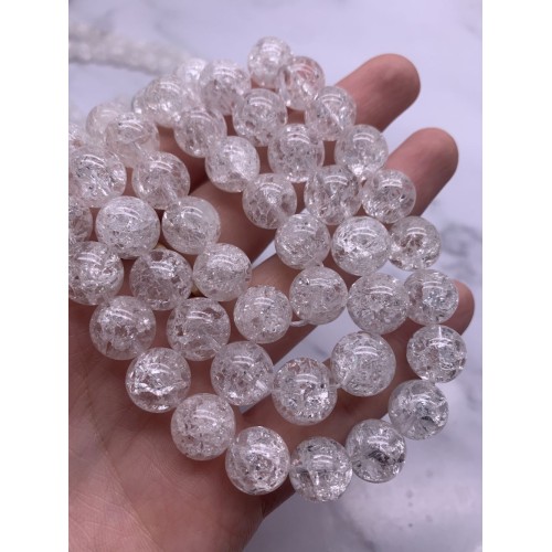 Каменные бусины, "Сахарный" Кварц, прессованный, шарик гладкий, 12 мм, длина нити 38 см