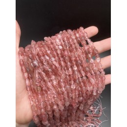 Каменные бусины, Клубничный Кварц, фриформы, 9х5 мм, длина нити 38 см