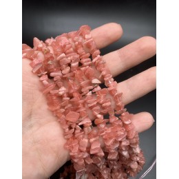 Каменные бусины, Родохрозит, люкс, фриформы, крошка, 6х4 мм, длина нити 38 см