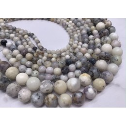 Каменные бусины, Кахолонг натуральный (жемчужный опал), шарик гладкий, 4,5 мм, длина нити 38 см