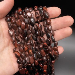 Каменные бусины, Бычий глаз, фриформы, 11x8 мм, нить 38 см