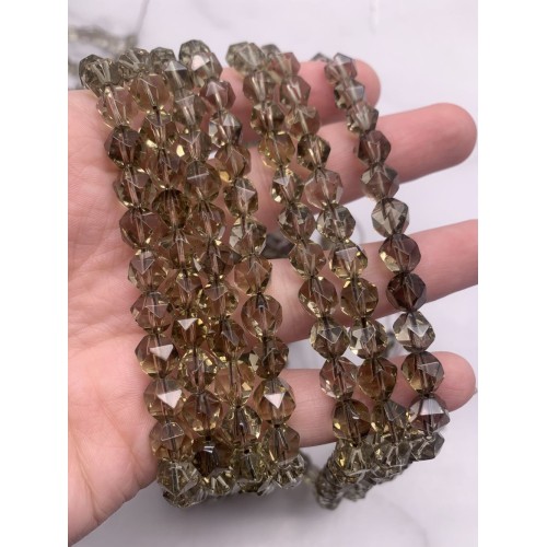 Каменные бусины, Раухтопаз, Дымчатый Кварц, светлый, крупная огранка, 8 мм, длина нити 38 см