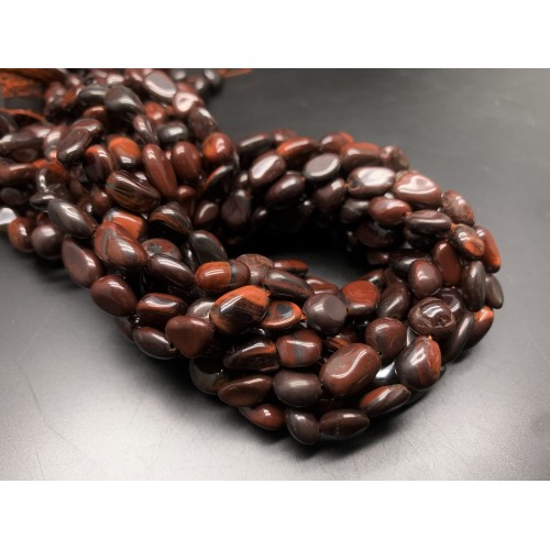 Каменные бусины, Бычий глаз, фриформы, 11x8 мм, нить 38 см