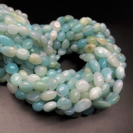 Каменные бусины, Амазонит, фриформы, 8х6 мм, длина нити 38 см