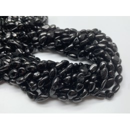 Каменные бусины, Турмалин, черный, фриформы, размер 8х6 мм, нить 38 см