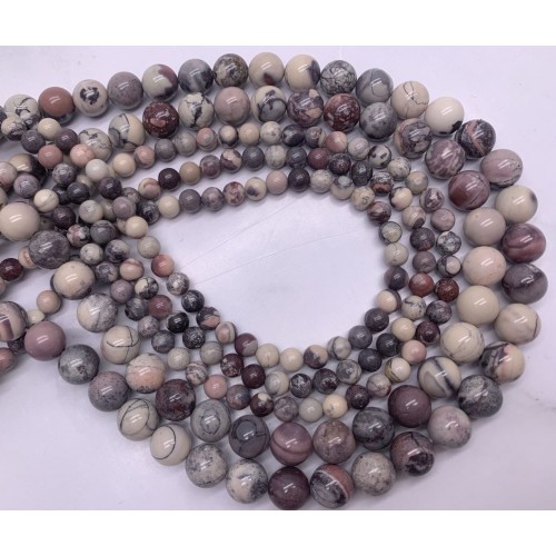 Каменные бусины, Яшма фарфоровая, шарик гладкий, 6 мм, длина нити 38 см