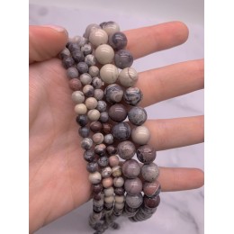 Каменные бусины, Яшма фарфоровая, шарик гладкий, 6 мм, длина нити 38 см