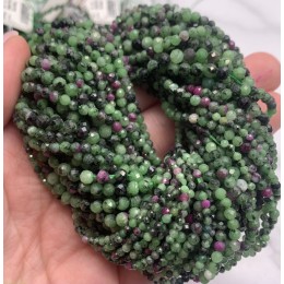 Каменные бусины, Рубицоизит (люкс), шарик огранка 3 мм, длина нити 38 см