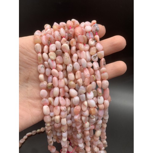 Каменные бусины, Опал, розовый, фриформы, 8х6 мм, длина нити 38 см