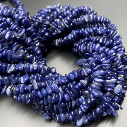 Каменные бусины, Содалит, крошка, фриформы, 6х3 мм, длина нити 38 см