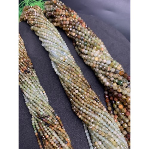 Каменные бусины, Гранат, зелёный, Гроссуляр, шарик огранка, 2 мм, длина нити 38 см