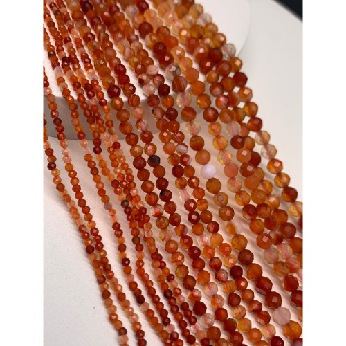 Каменные бусины, Сердолик Мульти, шарик огранка, 2 мм, длина нити 38 см