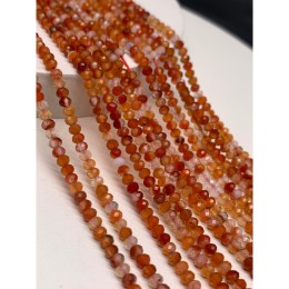 Каменные бусины, Сердолик Мульти, рондель, огранка, 2х3 мм, длина нити 38 см