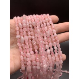 Каменные бусины, Розовый Кварц, фриформы, 7х4 мм, длина нити 38 см