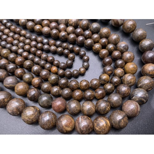 Каменные бусины, Бронзит, шарик гладкий, 10-10,5 мм, длина нити 38 см