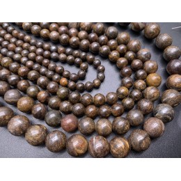 Каменные бусины, Бронзит, шарик гладкий, 6-6,5 мм, длина нити 38 см