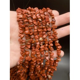Каменные бусины, Яшма, красная, фриформы, 9х5 мм, длина нити 78 см