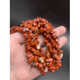 Каменные бусины, Яшма, красная, фриформы, 9х5 мм, длина нити 78 см