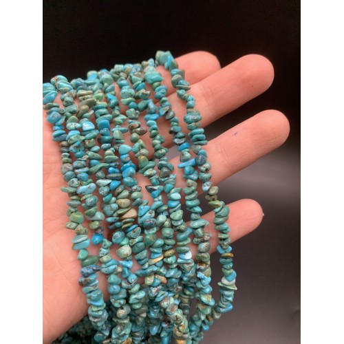 Каменные бусины, Бирюза, крошка, фриформы, 5х3 мм, длина нити 78 см