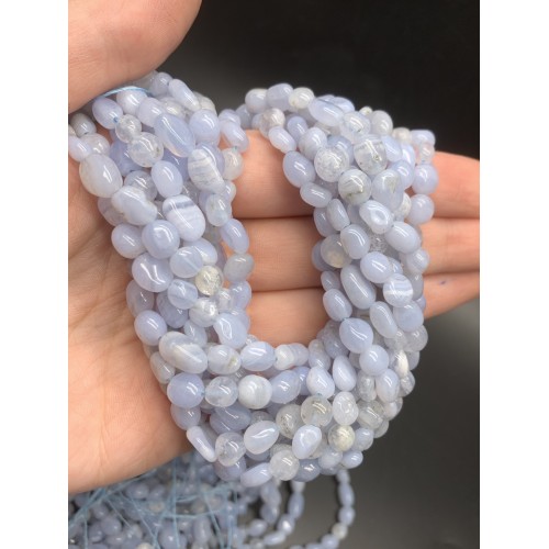 Каменные бусины, Сапфирин, Голубой Агат, фриформы, размер 8х6 мм, длина нити 40 см