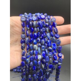 Каменные бусины, Лазурит, фриформы, 8х12 мм, длина нити 38 см