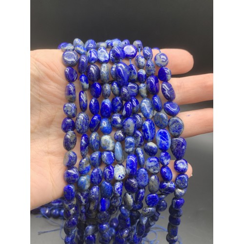 Каменные бусины, Лазурит, фриформы, 8х12 мм, длина нити 38 см