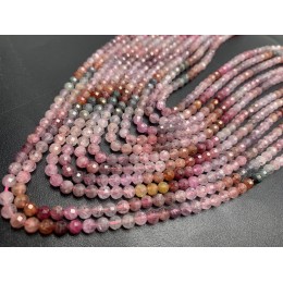 Каменные бусины, Шпинель, розовая, люкс, шарик огранка, 4 мм, длина нити 38 см