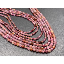 Каменные бусины, Шпинель, розовая, люкс, шарик огранка, 3 мм, длина нити 38 см