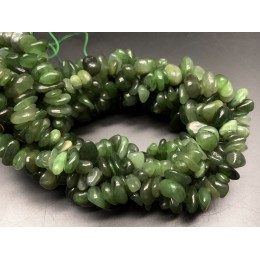 Каменные бусины, Нефрит, (Россия), фриформы, 8х5 мм, длина нити 78 см