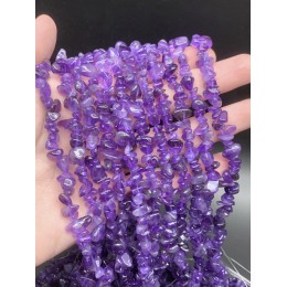 Каменные бусины, Аметист, крошка, фриформы, 10х5 мм, длина нити 78 см