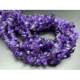 Каменные бусины, Аметист, крошка, фриформы, 10х5 мм, длина нити 78 см