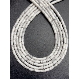 Каменные бусины, Говлит натуральный (т.н. Кахолонг), трубочки, 4х2 мм, длина нити 38 см