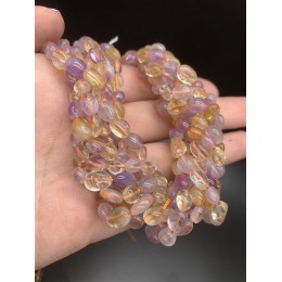 Каменные бусины, Аметрин (аметист+цитрин), фриформы, 9х6 мм, длина нити 38 см