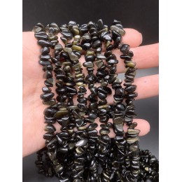 Каменные бусины, Турмалин, черный, фриформы, размер 7х4 мм, нить 78 см