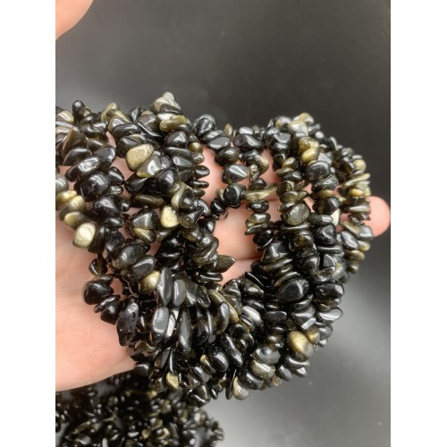 Каменные бусины, Обсидиан золотой, фриформы, 7х4 мм, длина нити 78 см