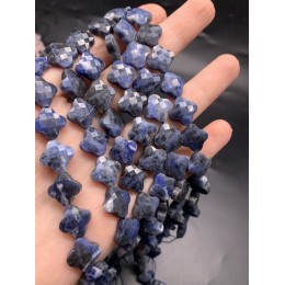 Каменные бусины, Содалит, клевер, в огранке, 13х6 мм, длина нити 38 см, 30 бусин