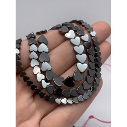 Каменные бусины, Гематит синтетический, темное серебро, сердечки, 6 мм, длина нити 38 см 16914