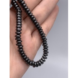 Каменные бусины, Гематит синтетический, темное серебро, диск, размер 6х3 мм, нить 38 см